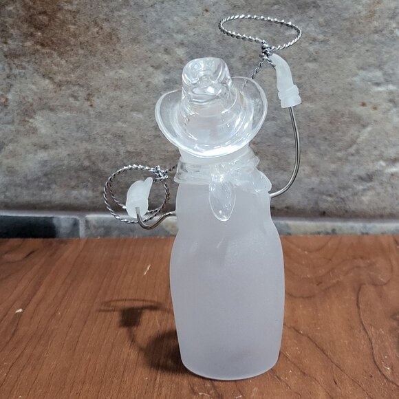 Vintage Christmas Around The World Wild Snowman with Lasso Frosted Glass - Picture 3 of 13